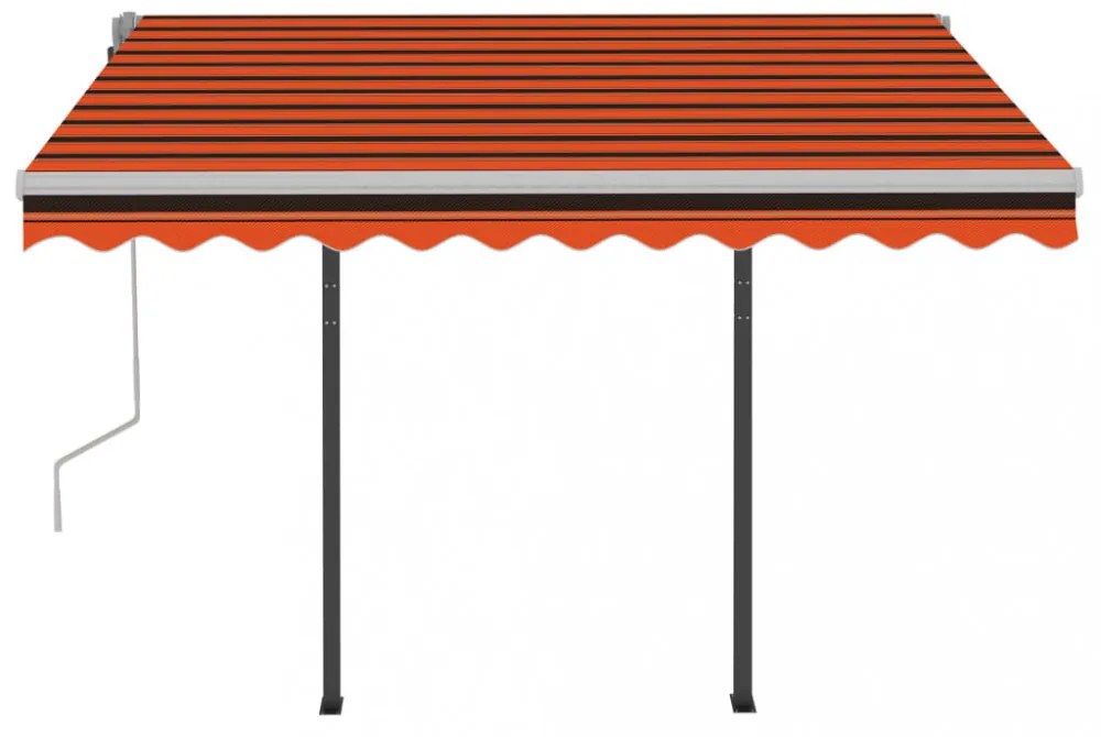 narancssárga-barna kézzel kihúzható LED-es napellenző 3,5x2,5 m