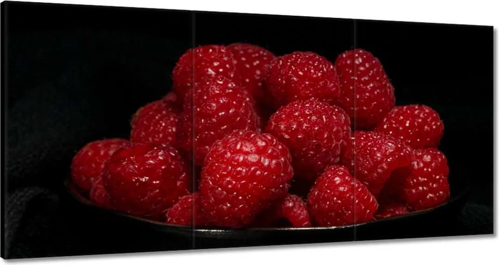 Vászonkép 180x90 Érett málna egy tálban