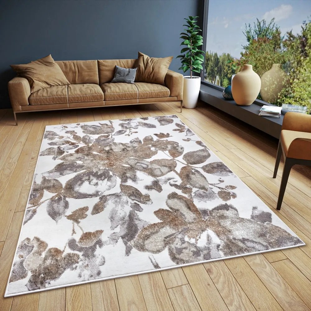 Szürke-barna szőnyeg 120x170 cm Shine Floral – Hanse Home
