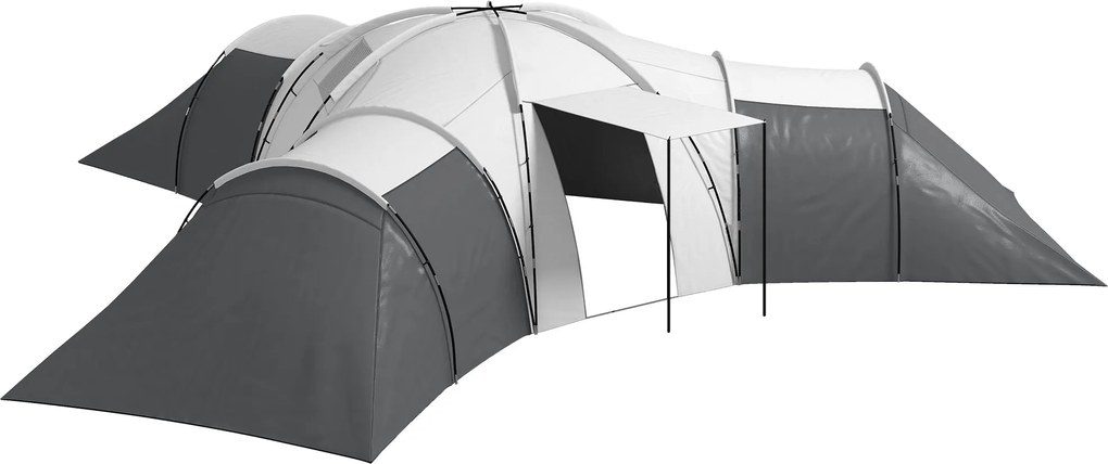 Outsunny Alagút Sátor, Camping Sátor 6-9 Főnek, Családi Sátor 3 Hálószobával, Nappalival, Verandával, Szállító Táskával, 2000 mm Vízhatlan Oxford, Ker