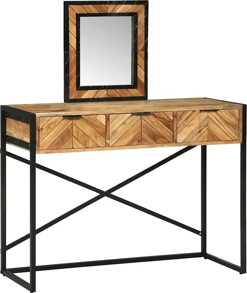 vidaXL Öltözködőasztal fiókkal Barna 100 x 40 x 120 cm Tömör Akácfa