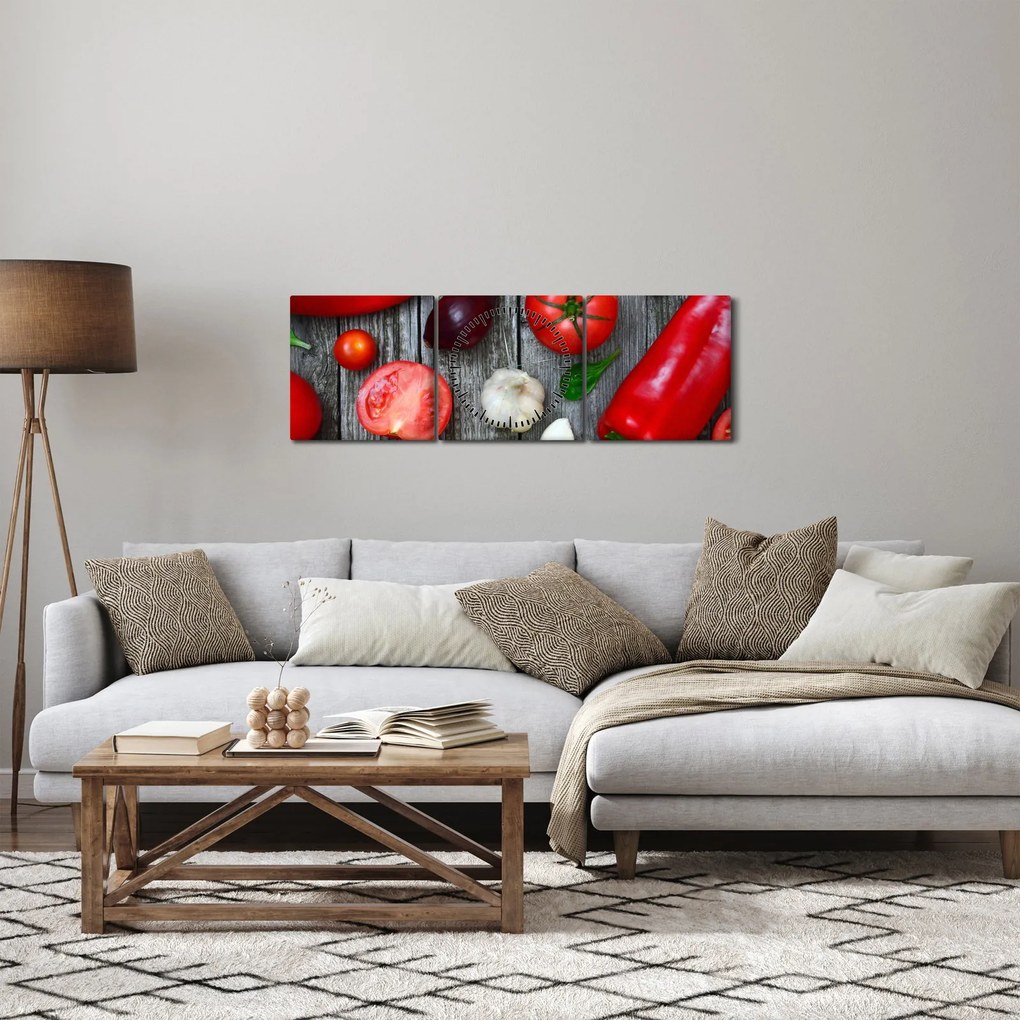 Zöldség képe (órával) (90x30 cm)