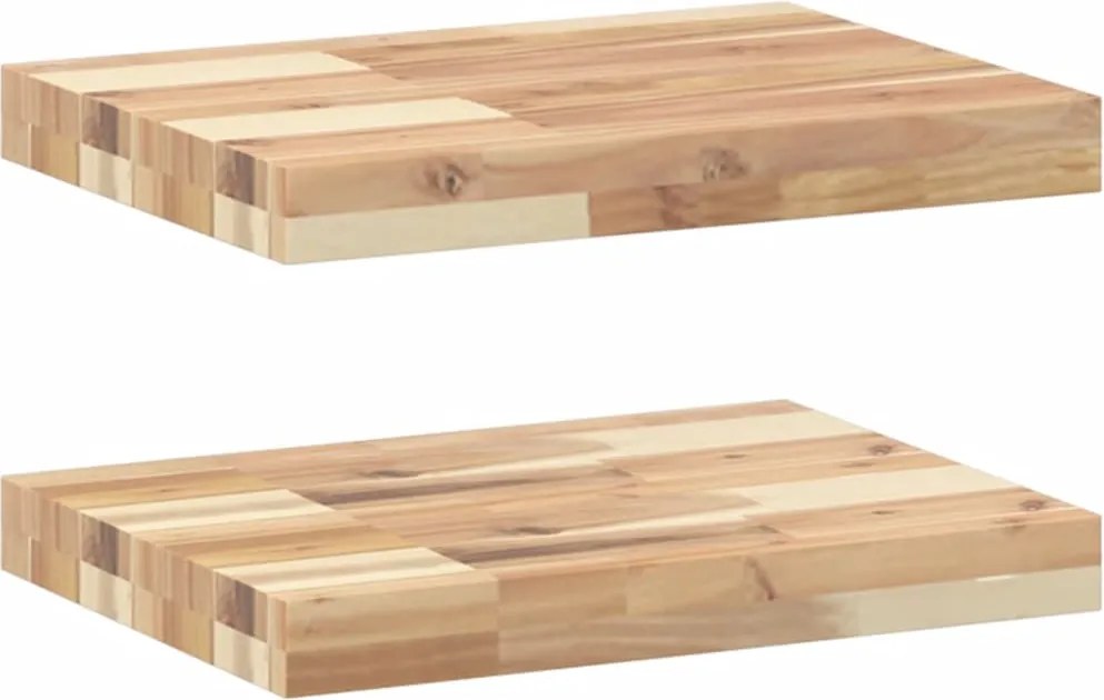 vidaXL 2 db kezeletlen tömör akácfa függőpolc 60 x 30 x 4 cm