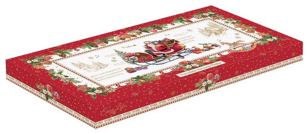 Karácsonyi télapós porcelán tálca díszdobozban Christmas Memories