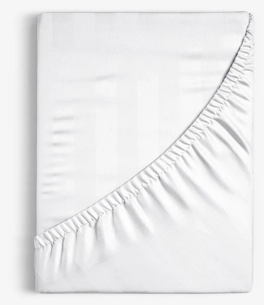 Goldea körgumis damaszt lepedő - fehér csíkos 160 x 200 cm