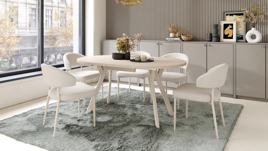 MAZZONI EXPORT IRIS Bézs (Basel 24 szövet)/bézs váz - MODERN KÁRPITOZOTT SZÉK BOHO STÍLUSÚ NAPPALIBA/ÉTKEZŐBE