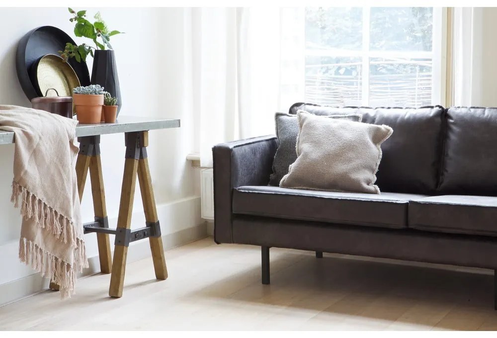 Fekete bőrutánzat kanapé 277 cm Rodeo – WOOOD