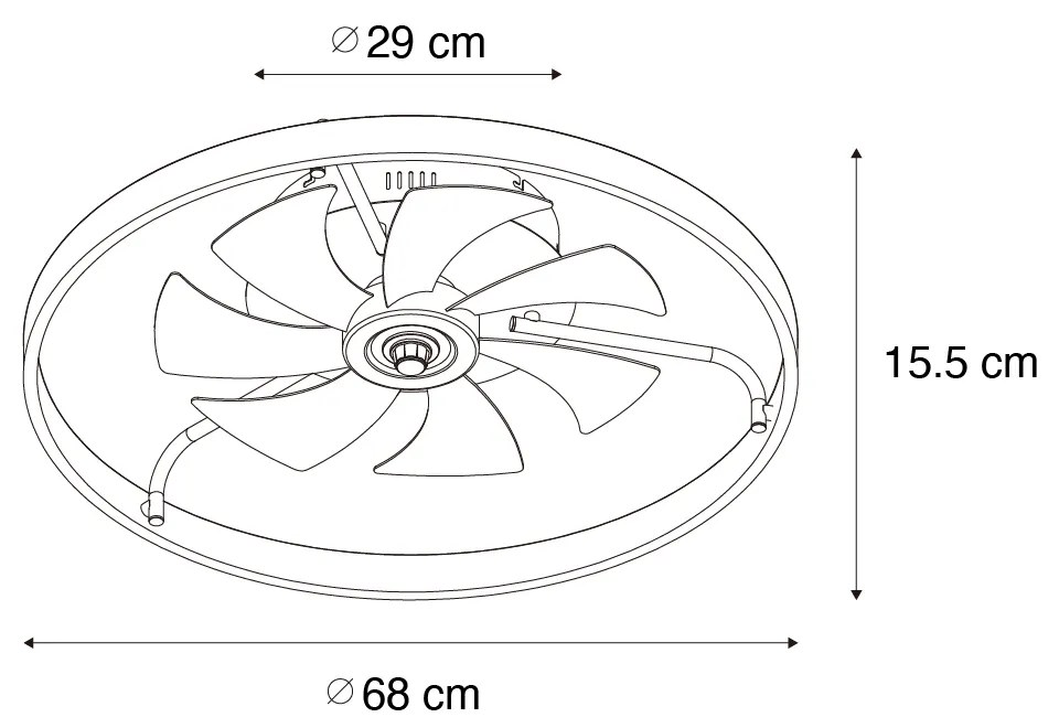 Mennyezeti ventilátor fekete 70 cm fényerőszabályzós LED-del és távirányítóval - Maddy