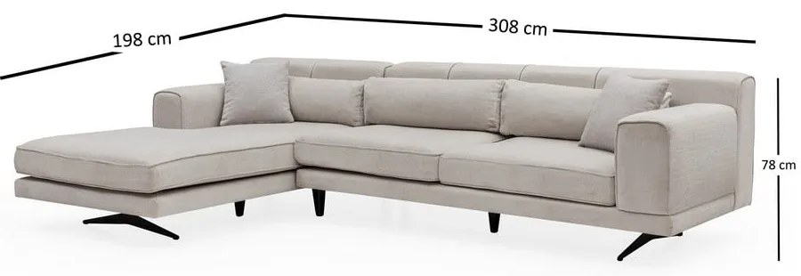 Jivago világosbézs sarokkanapé, bal oldali - Artie