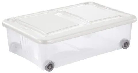 Tontarelli Stockbox tároló doboz fedéllel 28 l, átlátszó/fehér