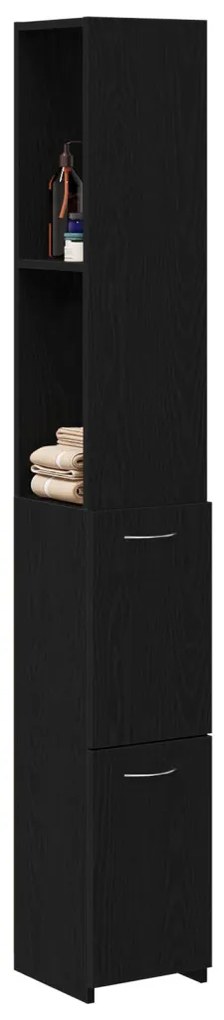 vidaXL Fekete Tölgy Fürdőszobai Szekrény 25x25x170 cm Mérnöki Fa