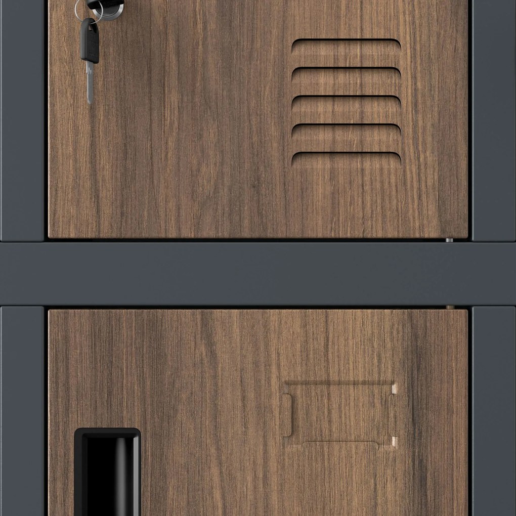 20 rekeszes, lábakon álló szociális szekrény, antracit/dió, 1360x1720x450 mm: ROBERT Eco Design