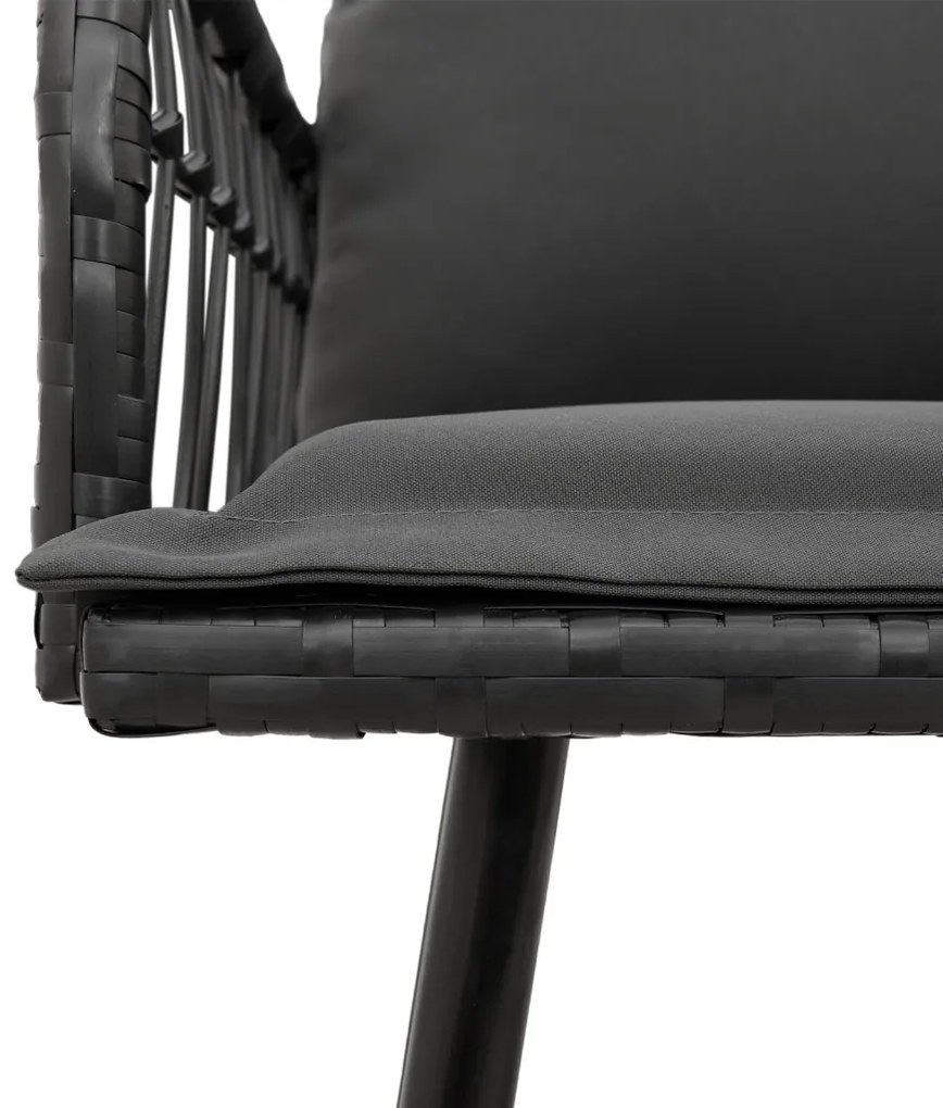 Kerti Pad Fekete 114x64x78 cm Polirattan