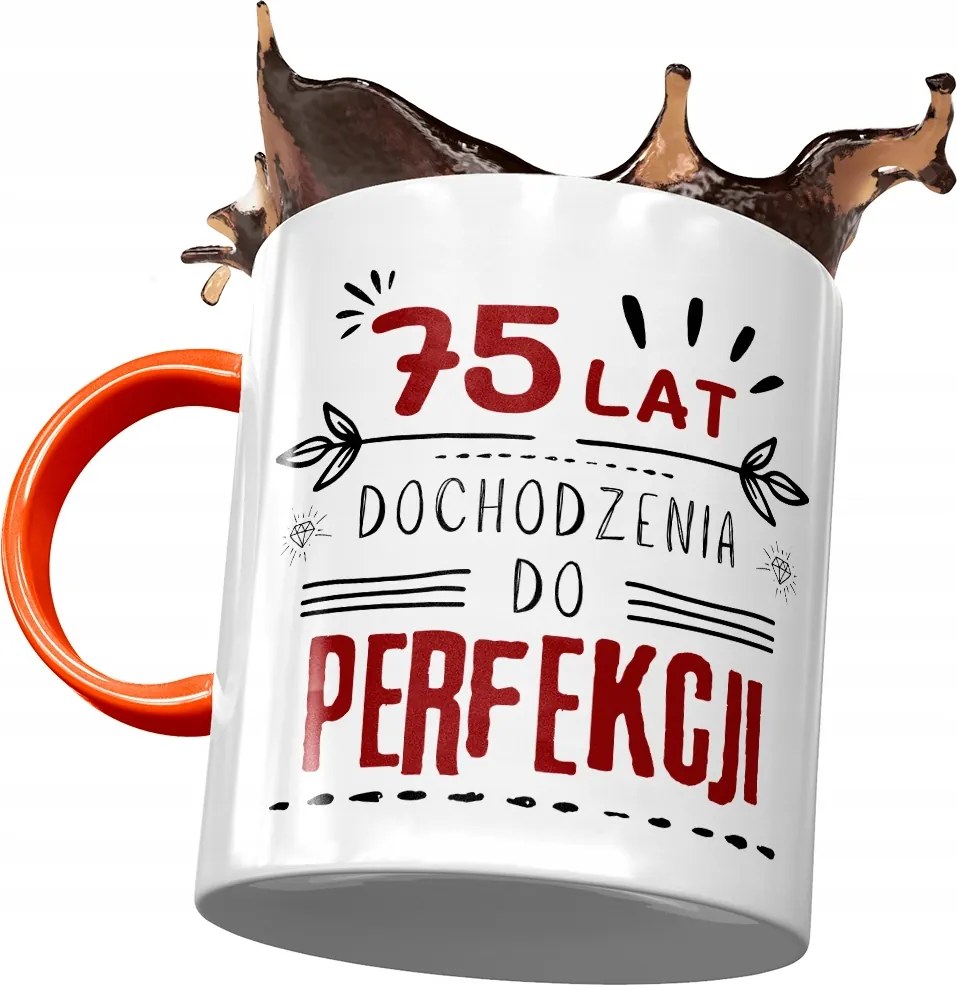 Narancssárga bögre Születésnapra 75 75-es 75-ös, fényképes nyomattal