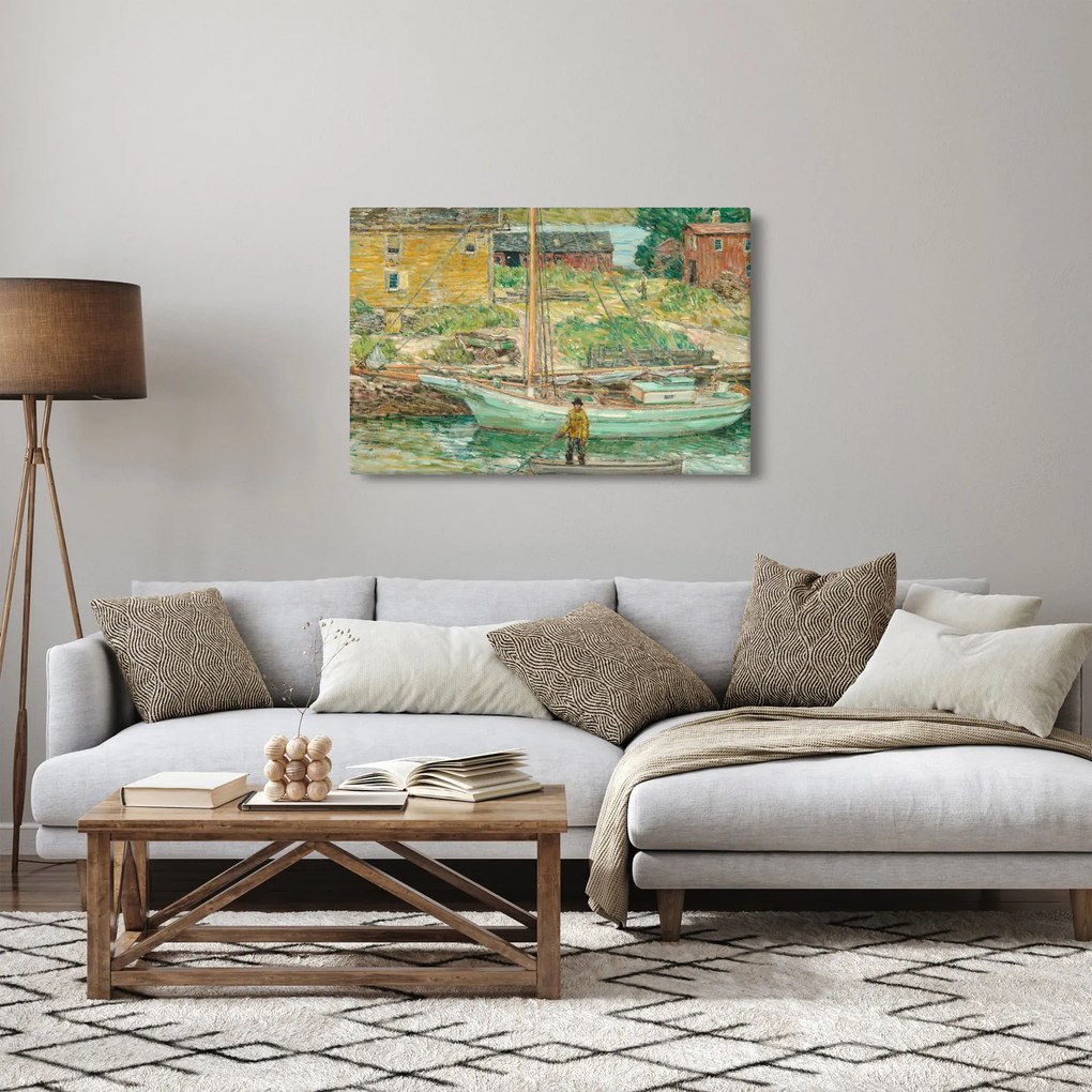 Kép - Childe Hassam, Oyster Sloop, Cos Cob, reprodukciók (90x60 cm)