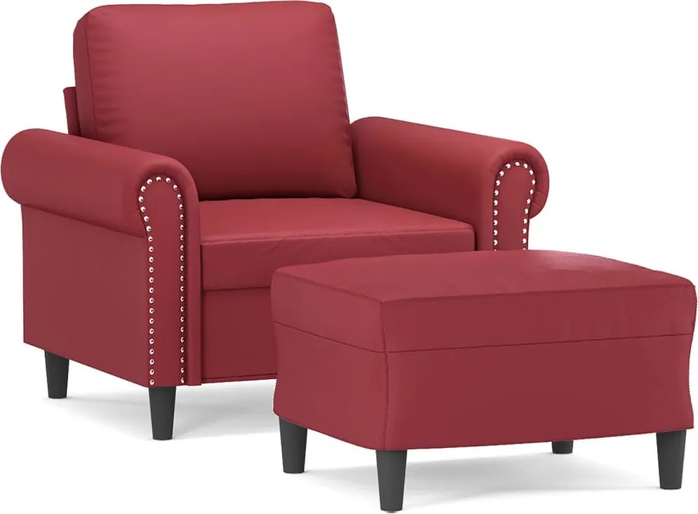 vidaXL bordó műbőr kanapéfotel lábtartóval 60 cm