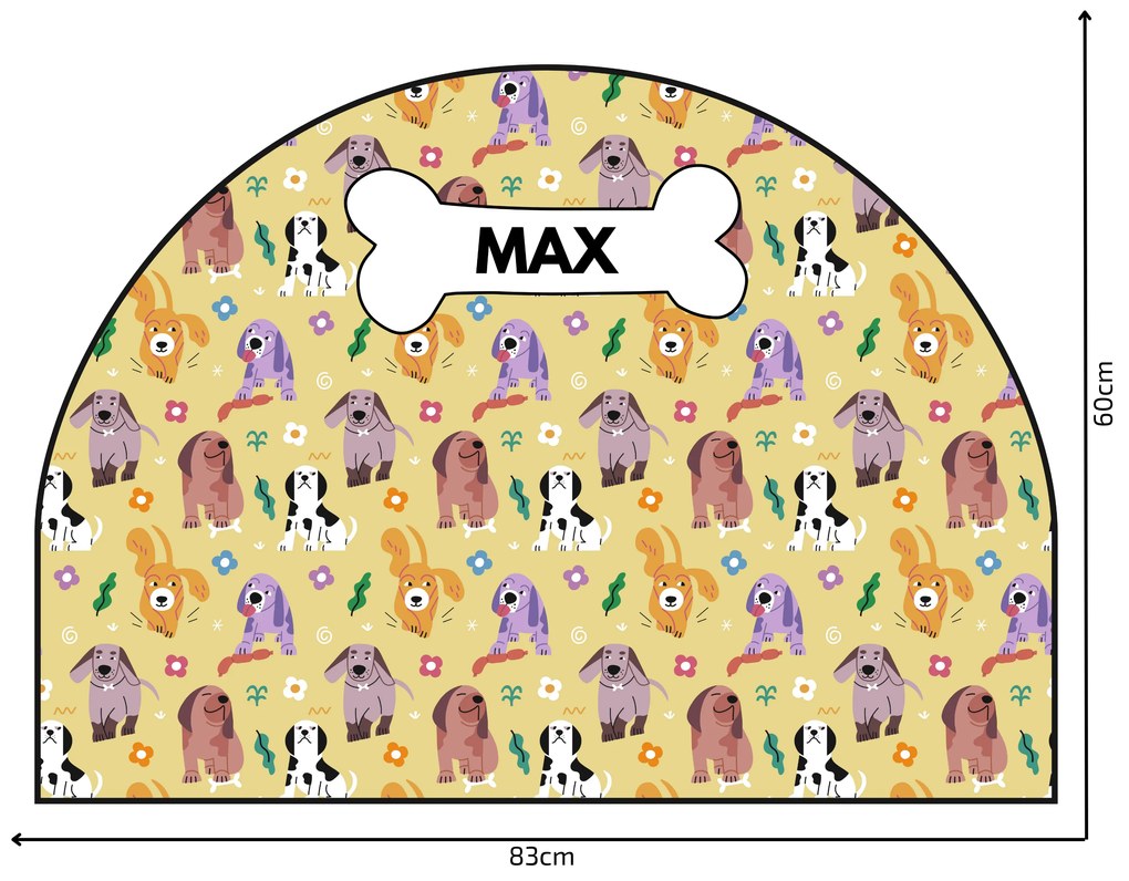 PIPPER. Védő textil falmatrica – Ív – Színes kutyák Méret: 83x60cm, Indíték: név nélkül