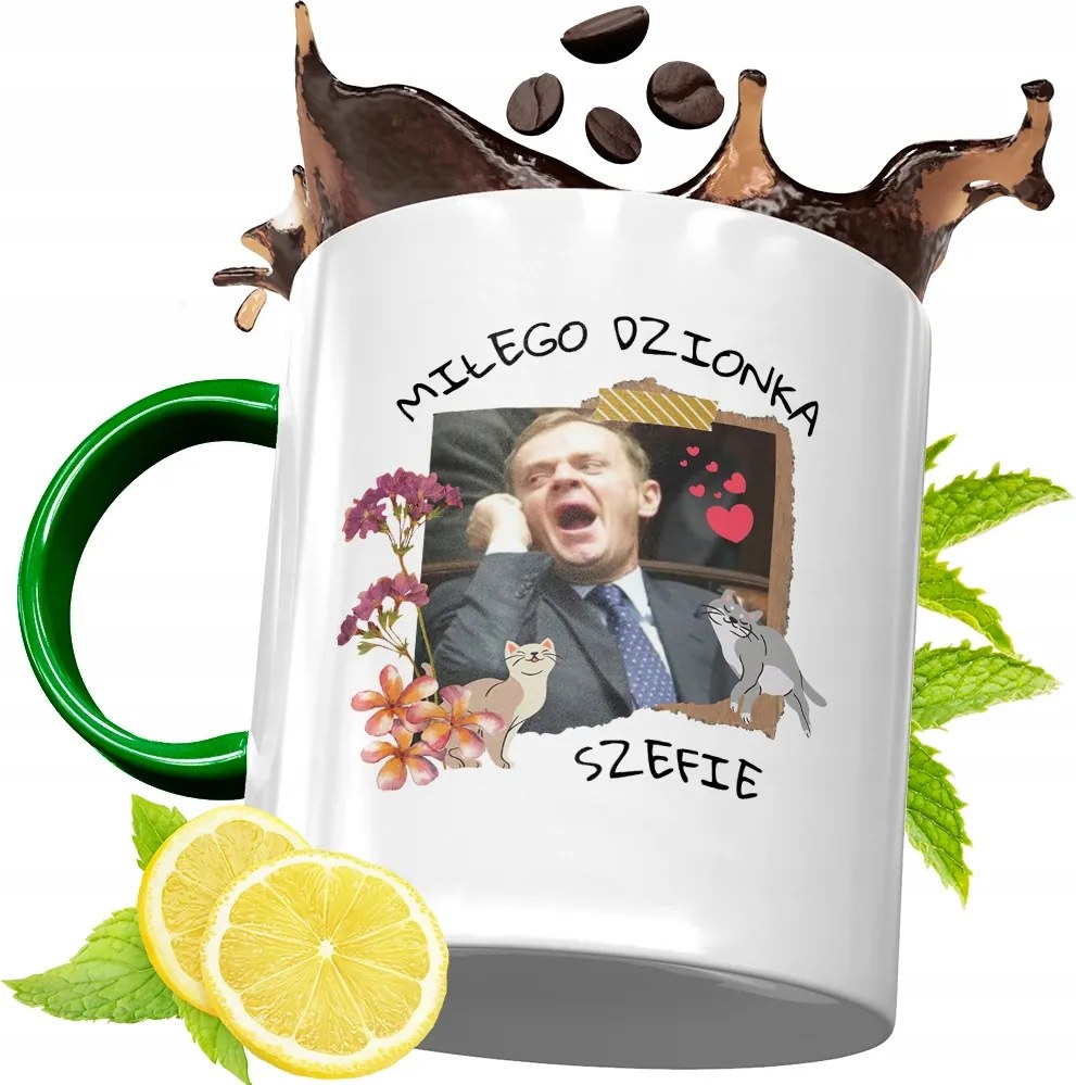 Donald Tusk Zöld Bögre Ajándék Nyomtatott Fotóval