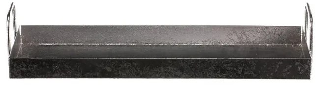 Fém tálca fogantyúval, téglalap alakú, ezüst, 36 x16 x 7 cm