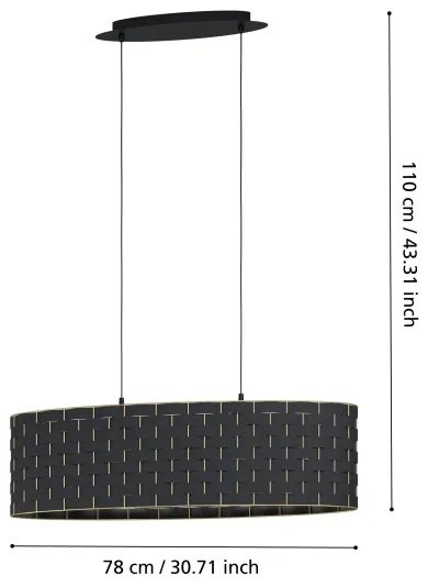 Eglo 99613 - Csillár zsinóron MARASALES 2xE27/40W/230V