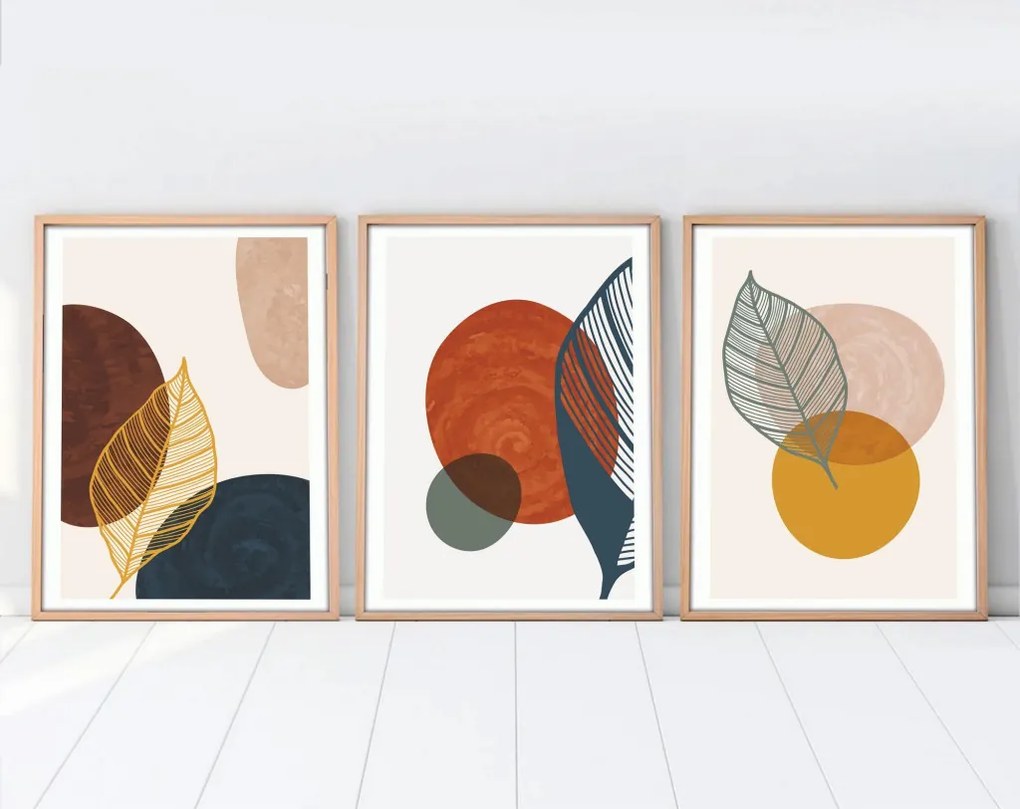 Huhu209 keretezett MDF falikép, 50 x 70 cm, 3 db-os szett