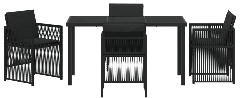 5 Darabos Kert Étlkező Szett Párnákkal Fekete Poly Rattan
