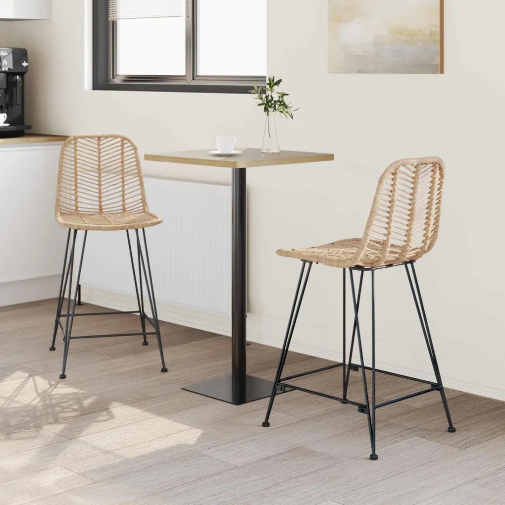 Bárszék 2 pcs Természetes 44,5 x 54,5 x 97,5 cm Rattan és Vas