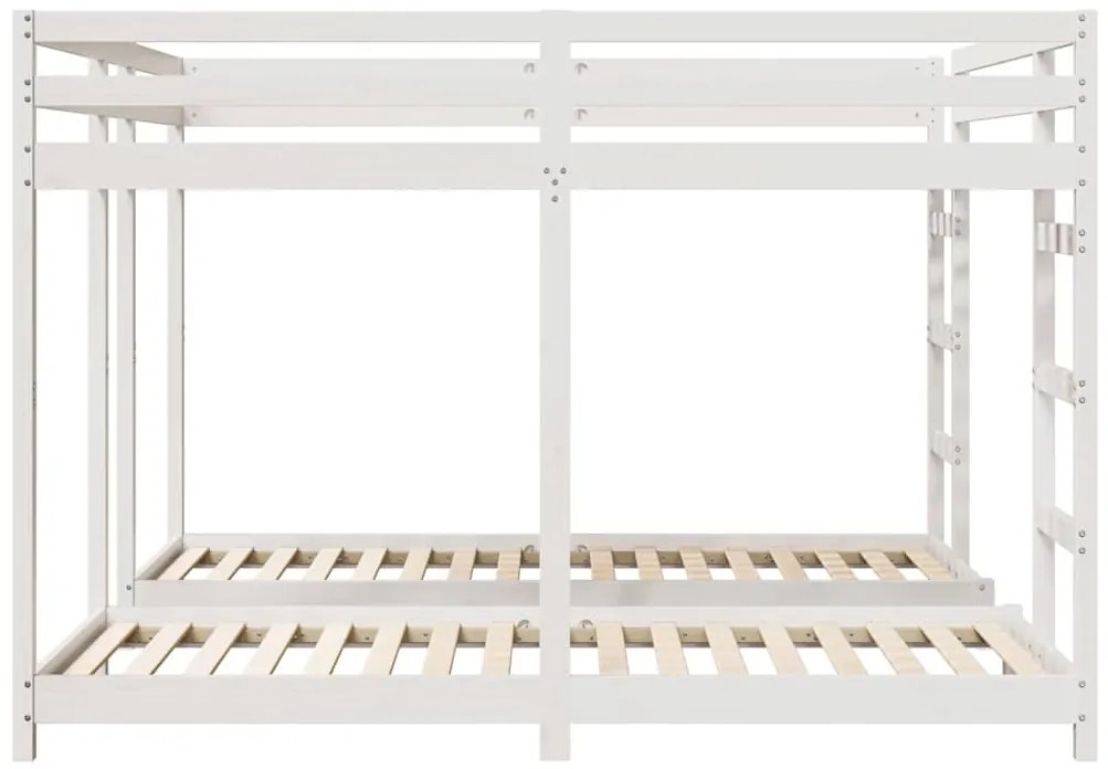 vidaXL Háromszintes emeletes ágykeret Fehér 200 x 200 cm Tömör fenyőfa