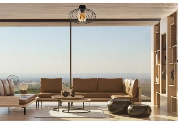 Felületre szerelhető csillár CORRINI 1xE27/60W/230V átm. 34 cm fekete/bézs