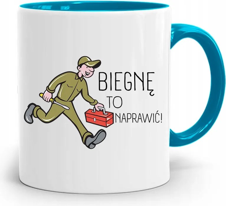 Kék Mechanikus Bögre Futok Megjavítani, fényképes nyomattal