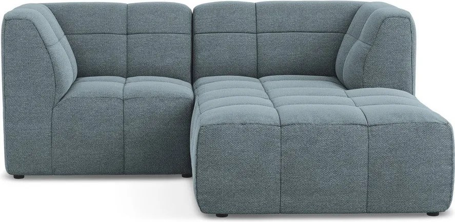 Kék buklé sarokkanapé (jobb oldali-heverő résszel) Aloha – Makamii