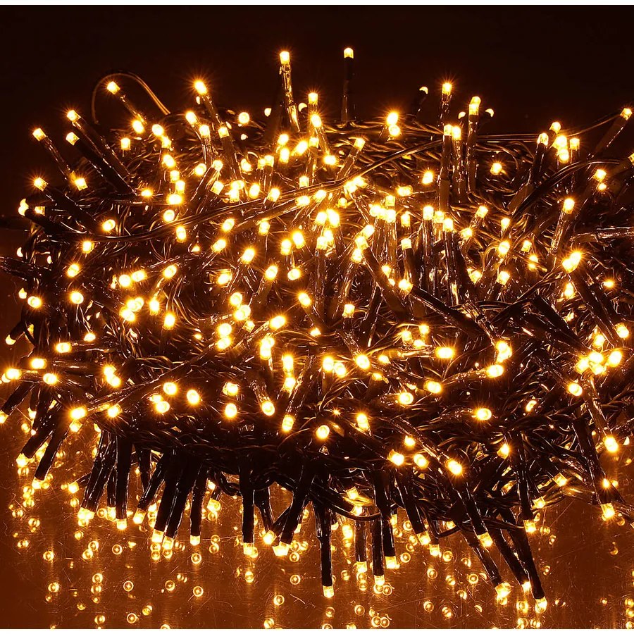 1200 LED-es BOA fényfüzér, kültéri-beltéri hálózati adapteres, időzíthető 6/18 órás, 8 féle fényjátékkal, meleg fehér, 24 m,IP44