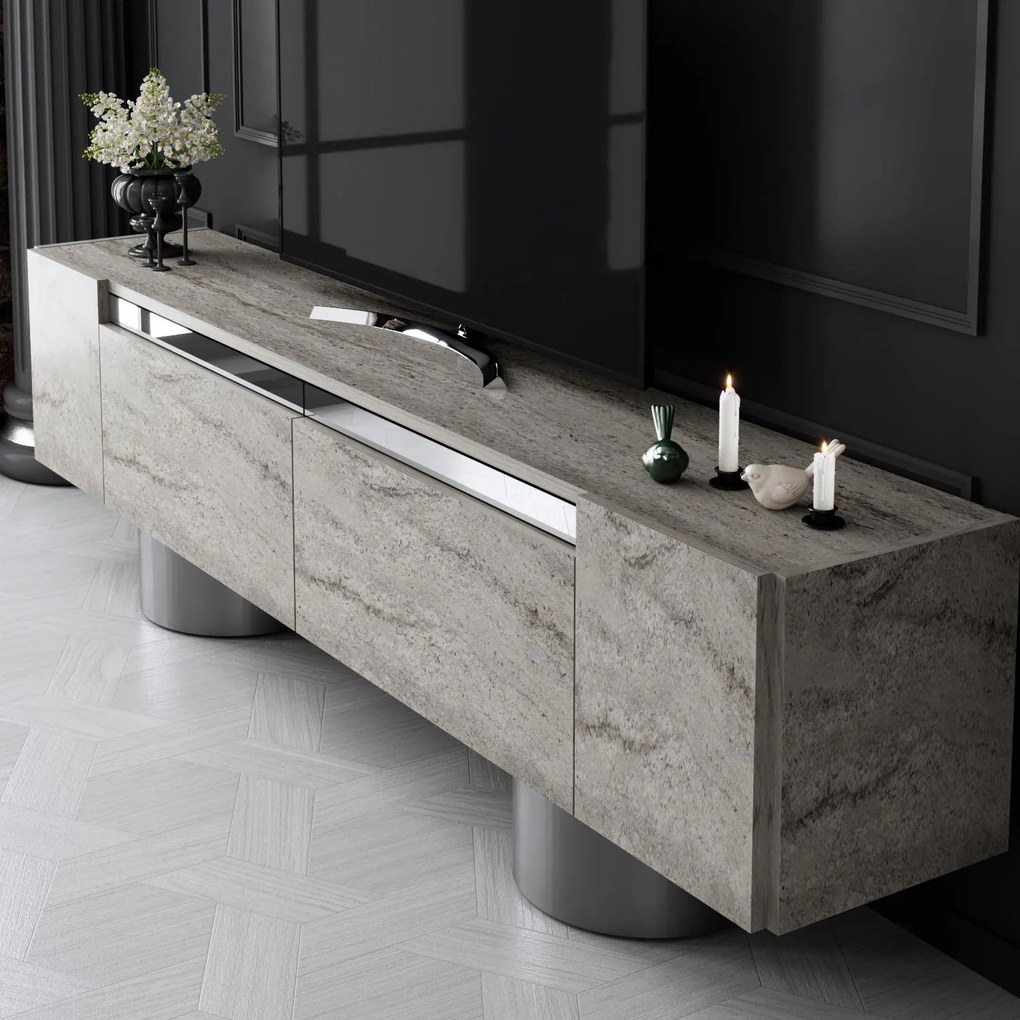 TV szekrény Bohem - Travertine, Silver
