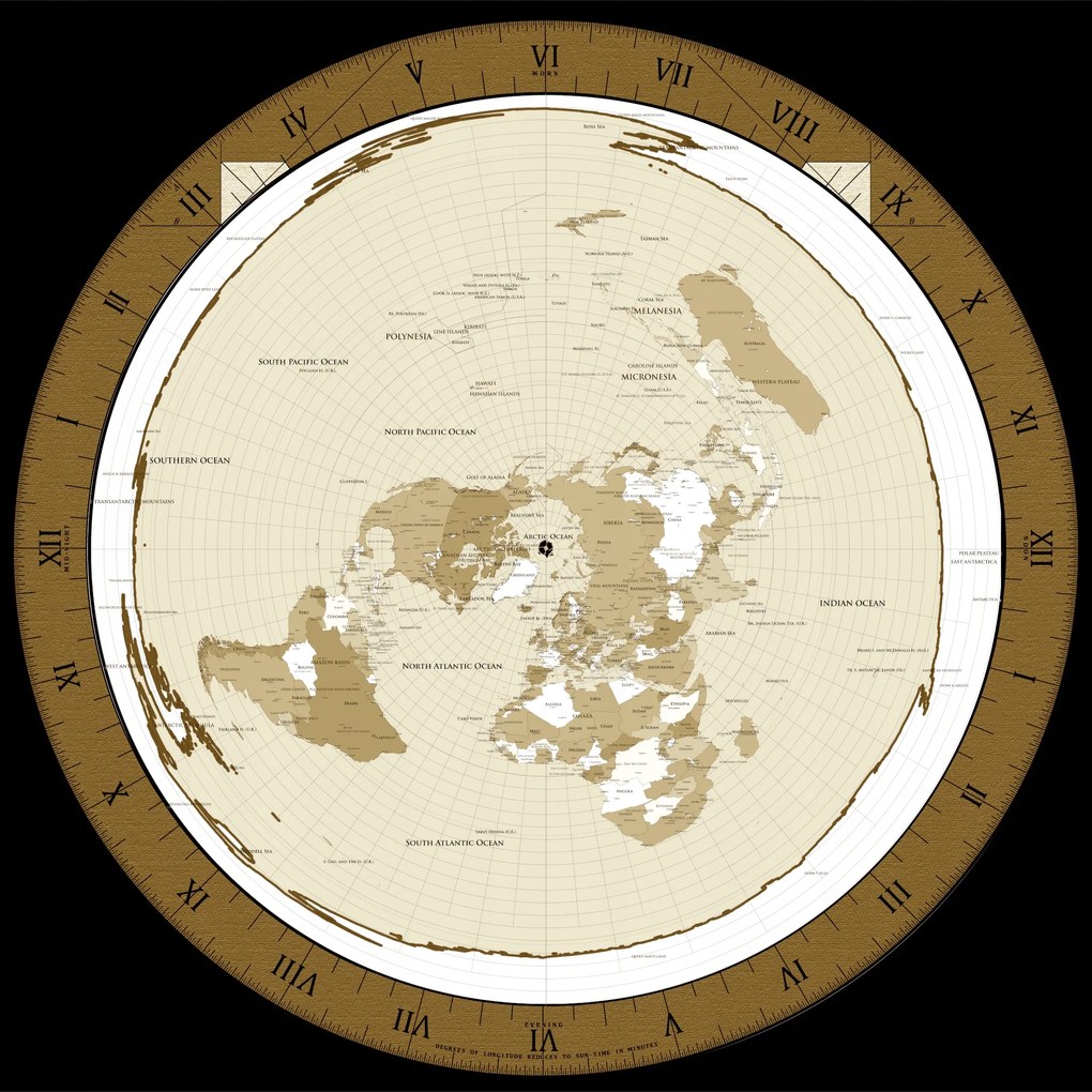 Lapos föld Világtérkép A. Gleason alapján 1892. Felújított 60x60 cm