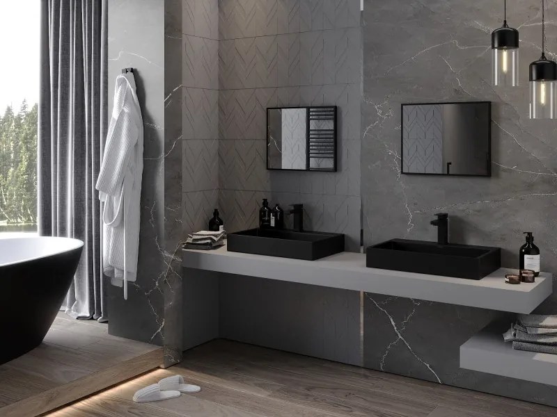 Mexen Loft téglalap alakú fürdőszobai tükör 50 x 40 cm, fekete keret - 9852-050-040-000-70