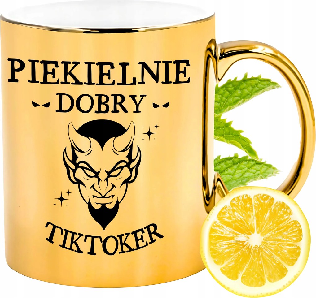 Arany csillogó bögre TikToker Ajándék Nyomtatott Fotóval