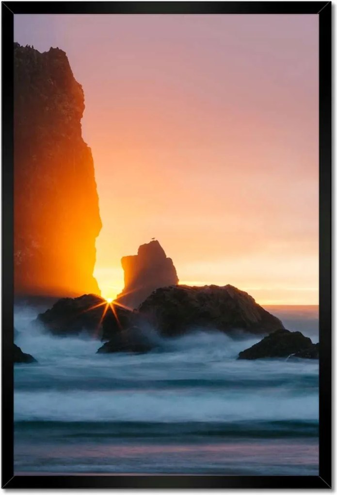 Poszterek keretben 40x60 Sziklák Tenger Naplemente
