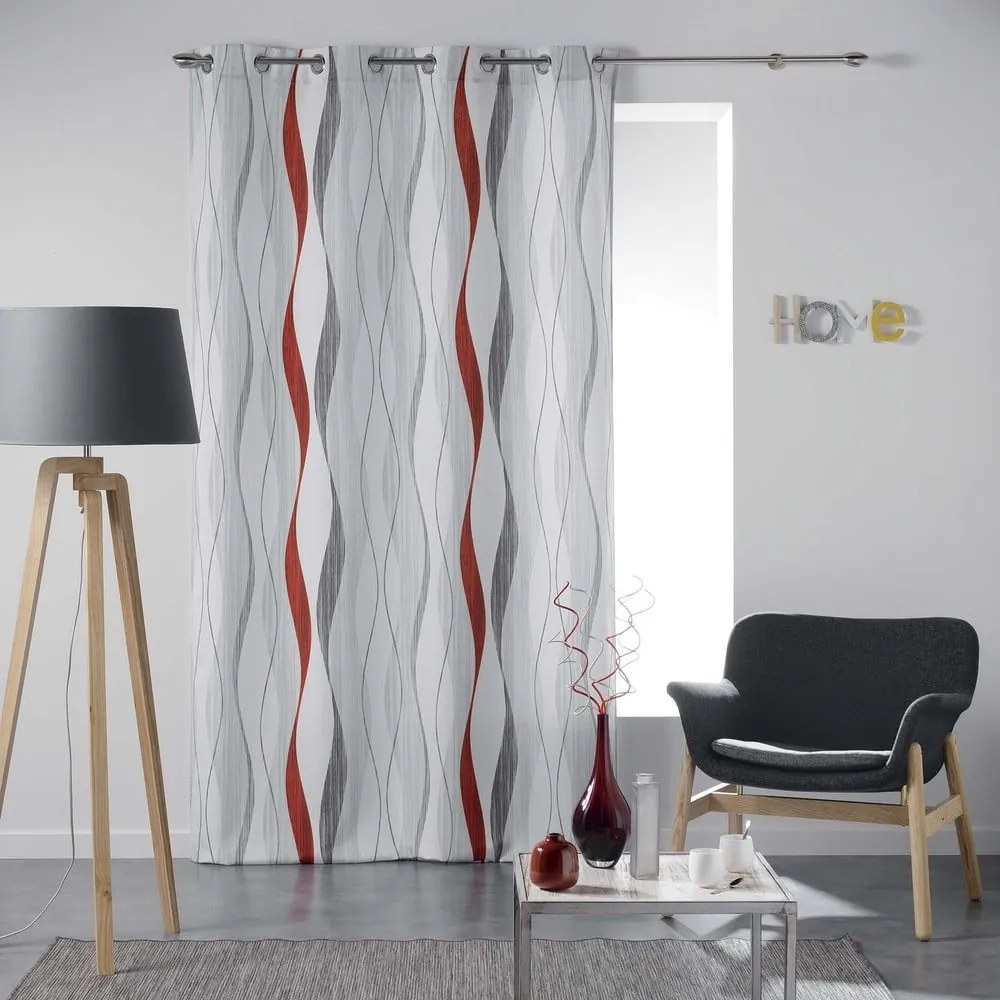 Piros-fehér függöny 140x260 cm Ondulys – douceur d'intérieur