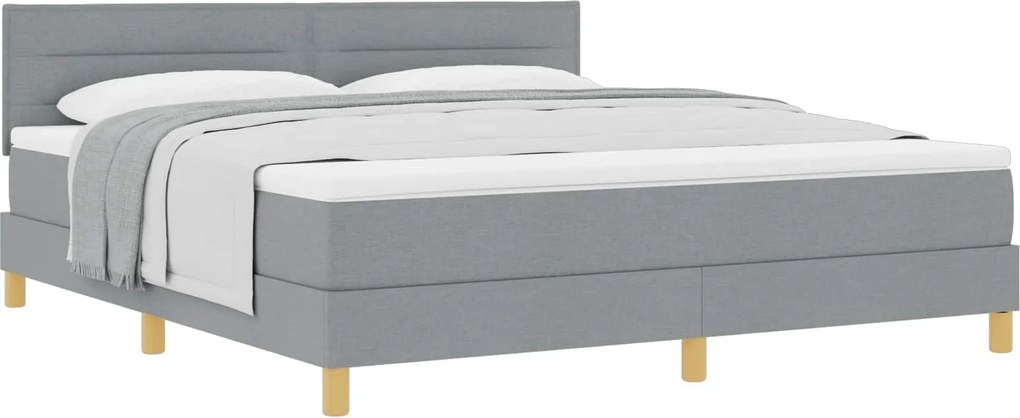 vidaXL Boxrugós ágy matracmal Világosszürke 180 x 200 cm szövet