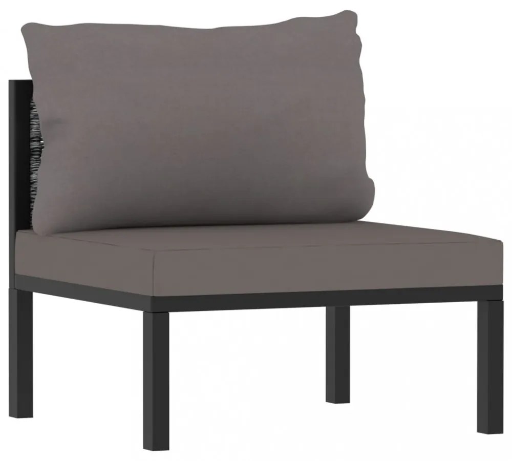 9 részes antracitszürke kerti polyrattan ülőgarnitúra párnákkal