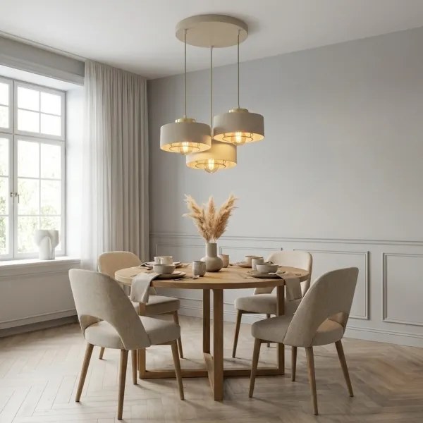 BRILAGI - Függőlámpa kábellel SPRING 3xE27/60W/230V bézs/arany