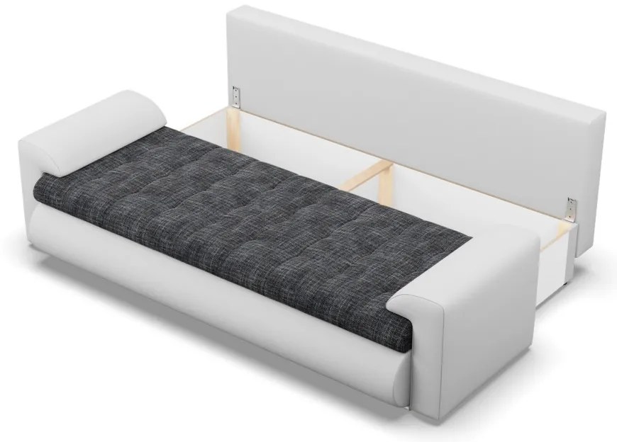 Tokio kanapéágy, fonott + műbőr, sötétszürke - fehér