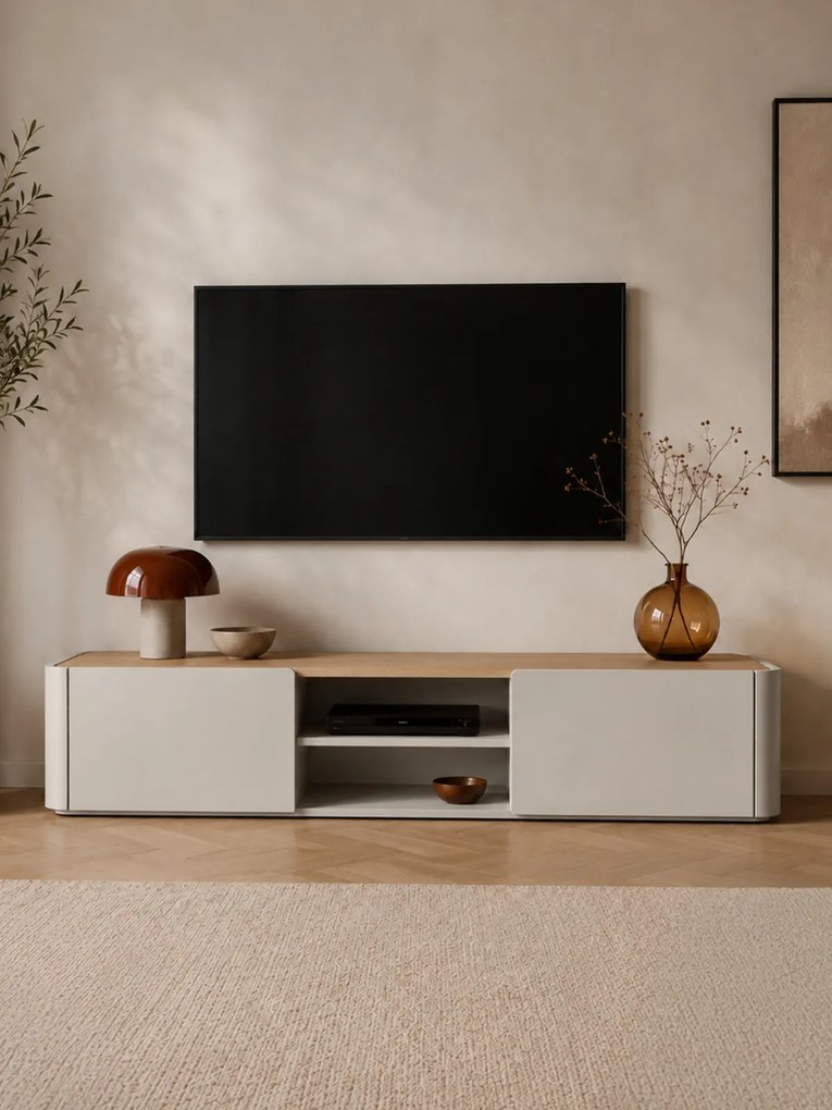 Elivo TV-szekrény 220 cm fiókkal - kasmír / olajozott tölgy