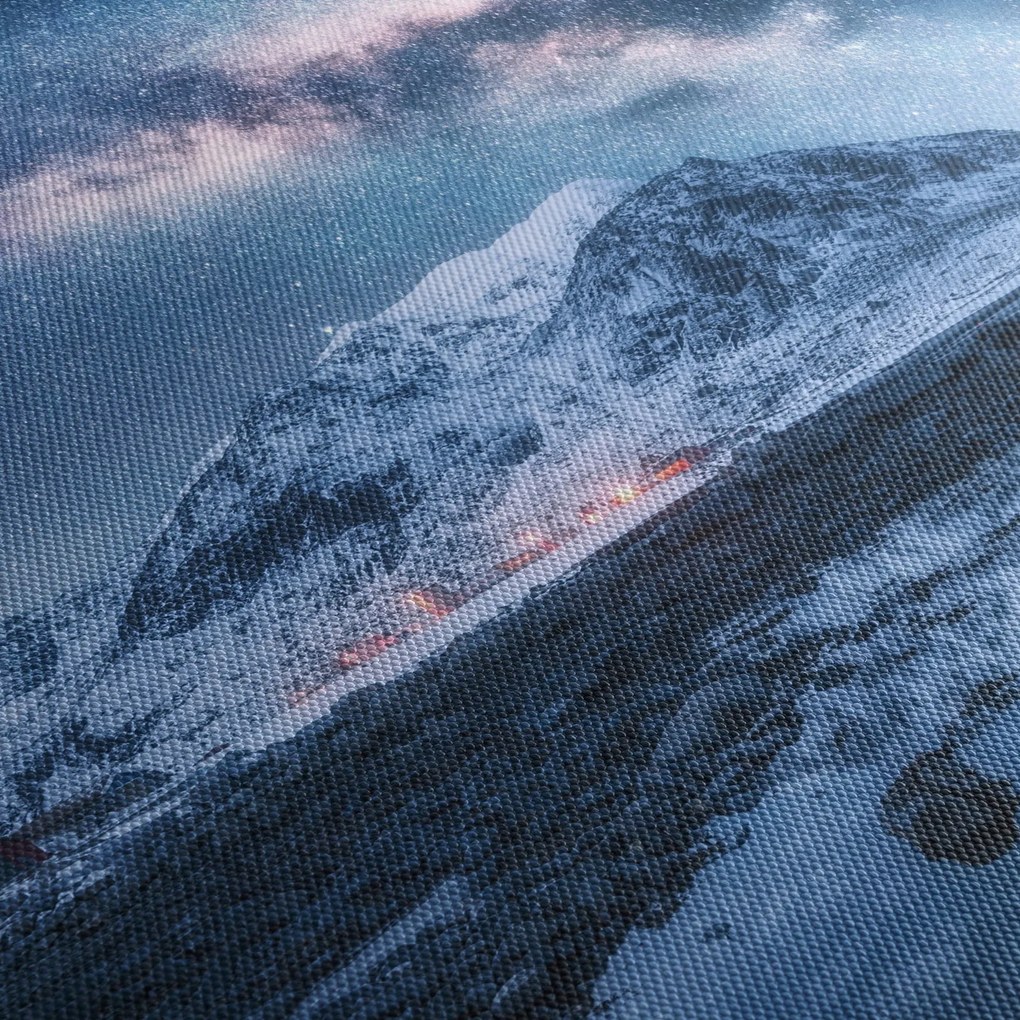 A hegyek képe a csillagos ég (órával) (90x30 cm)