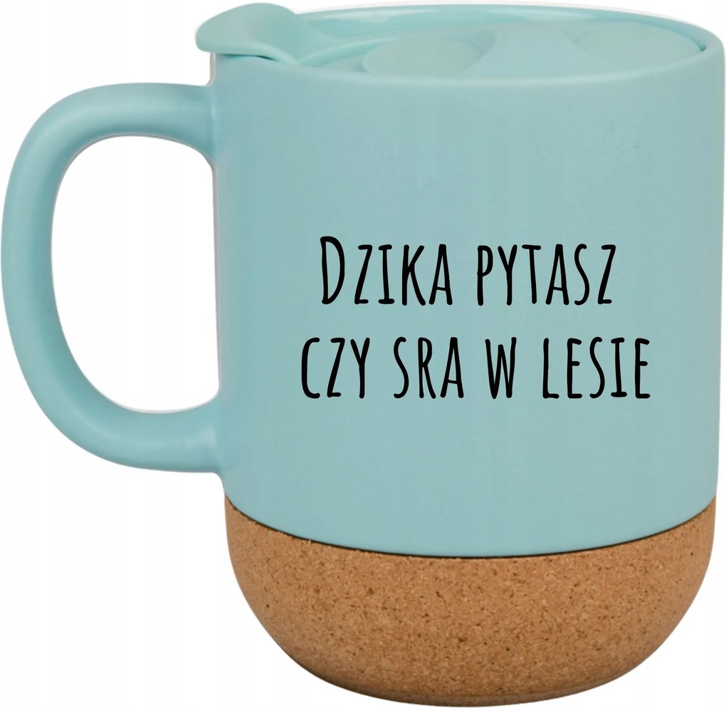 Kék Bögre Fedéllel És Parafa Aljjal Vaddisznó Ajándék