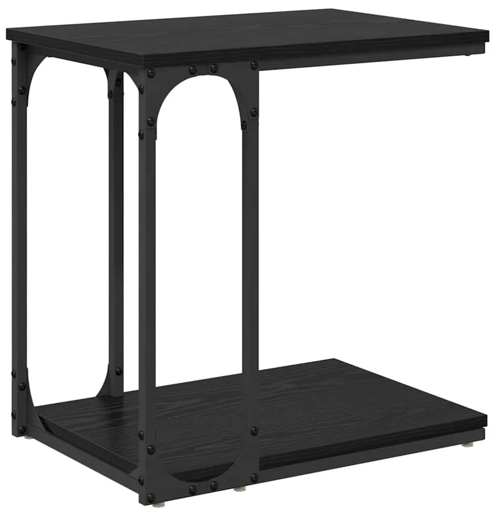 Oldal asztal polcokkal Musta tammi 50 x 35 x 52 cm Faanyag