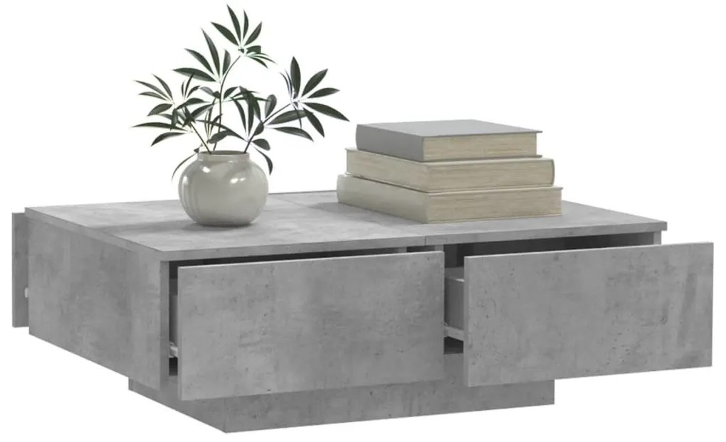 Betonszürke szerelt fa dohányzóasztal 90 x 60 x 31 cm