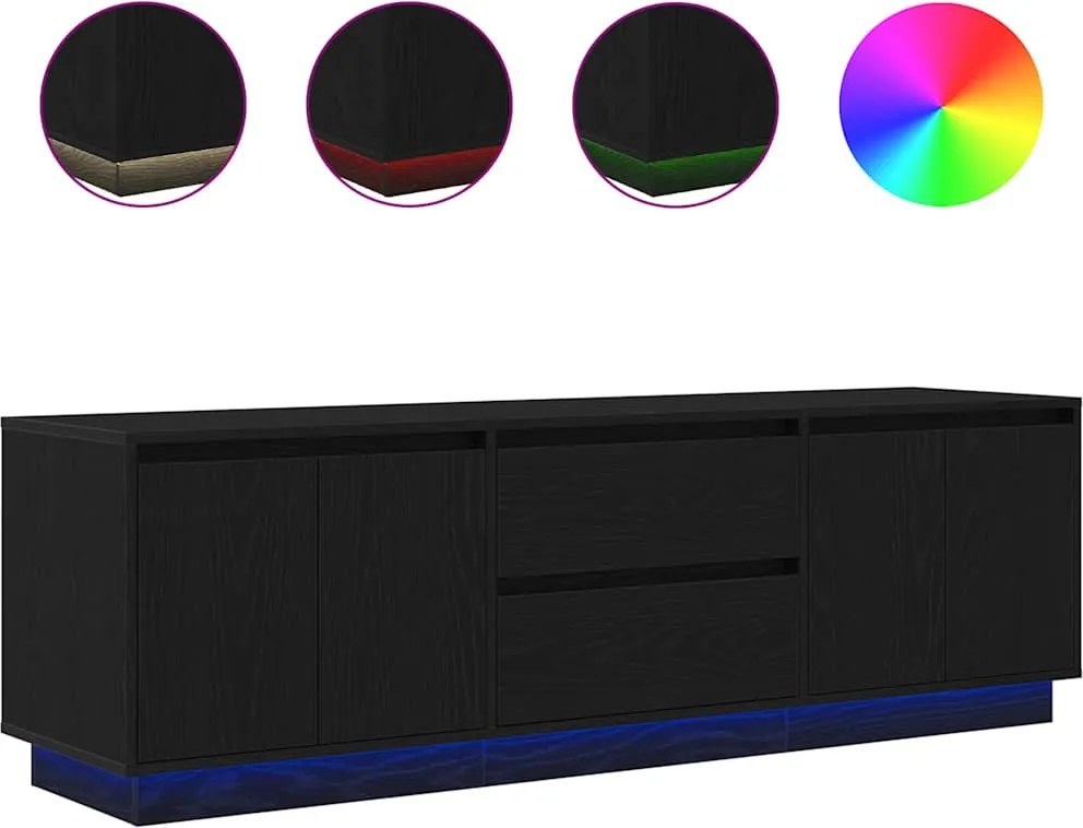 vidaXL fekete TV-szekrény LED-világítással 160,5x41x50 cm