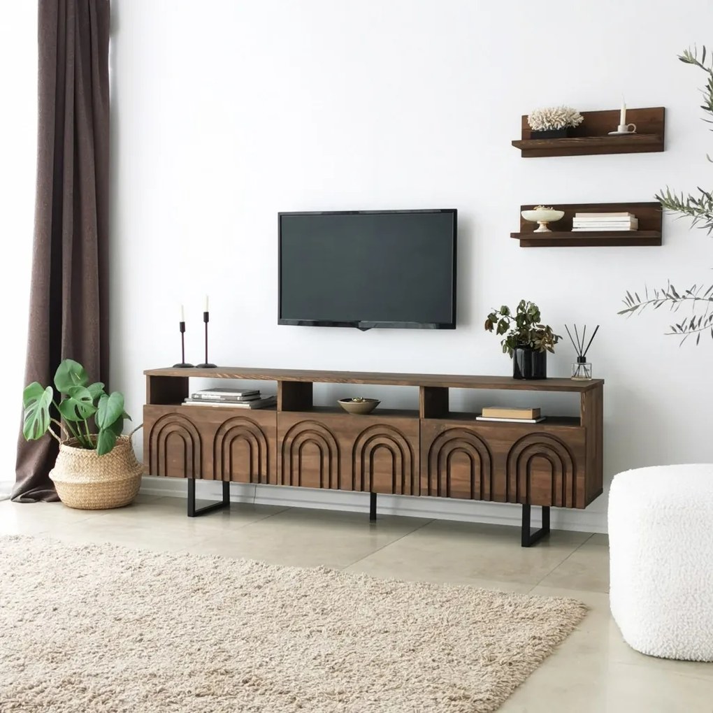 Helen fém TV-állvány, dió, 50 cm