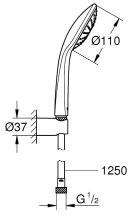 GROHE 27354000 - Zuhanyszett EUPHORIA 110 MONO 1250 mm fényes króm
